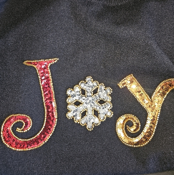 Vintage Victoria Harbour Black "JOY" Sequins Christmas Sweater Size XL - Picture 4 of 6